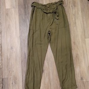 Bohme- Olive Green High Waisted Utility Pant- Large